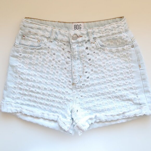 BDG Urban Outfitters Light Wash Distressed High Waist Mom Denim / Jean Sorts 25 - Picture 10 of 11